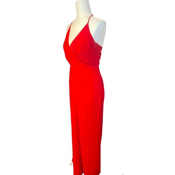 URBAN OUTFITTERS Red Wide leg Jumpsuit W/Halter Style Neckline & Side Zip Sz 2. - Picture 5 of 11